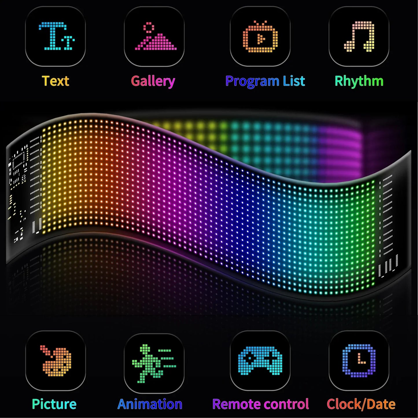 J.L.K.STORE.COM LED Matrix Pixel Panel, Scrolling Bright Advertising LED Signs, Flexible USB 5V LED Car Sign Bluetooth App Control