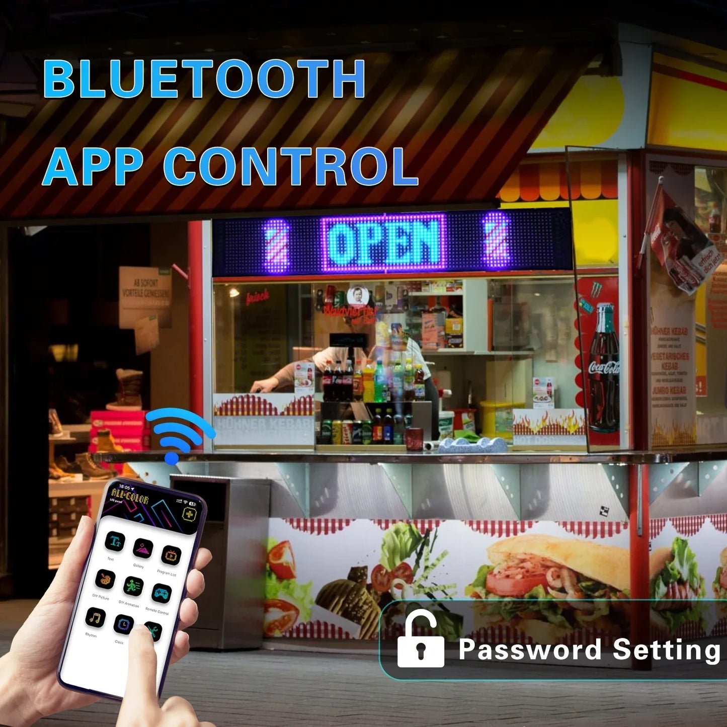J.L.K.STORE.COM LED Matrix Pixel Panel, Scrolling Bright Advertising LED Signs, Flexible USB 5V LED Car Sign Bluetooth App Control