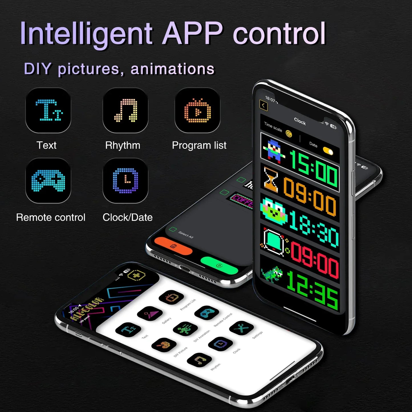 J.L.K.STORE.COM LED Matrix Pixel Panel, Scrolling Bright Advertising LED Signs, Flexible USB 5V LED Car Sign Bluetooth App Control