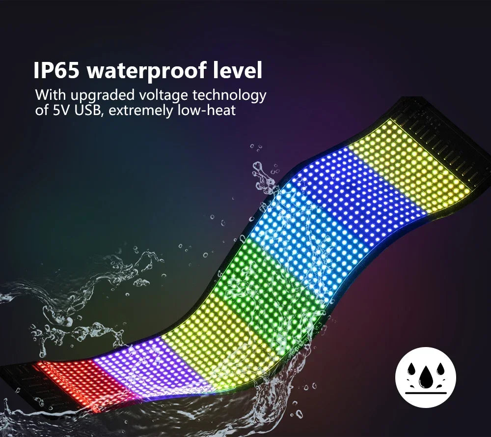 J.L.K.STORE.COM LED Matrix Pixel Panel, Scrolling Bright Advertising LED Signs, Flexible USB 5V LED Car Sign Bluetooth App Control