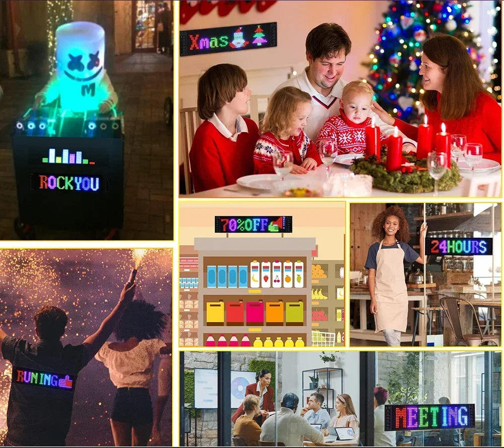 J.L.K.STORE.COM LED Matrix Pixel Panel, Scrolling Bright Advertising LED Signs, Flexible USB 5V LED Car Sign Bluetooth App Control