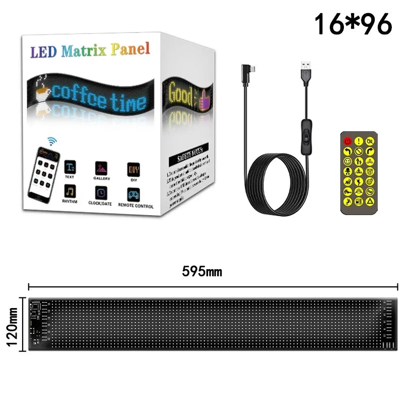 J.L.K.STORE.COM LED Matrix Pixel Panel, Scrolling Bright Advertising LED Signs, Flexible USB 5V LED Car Sign Bluetooth App Control